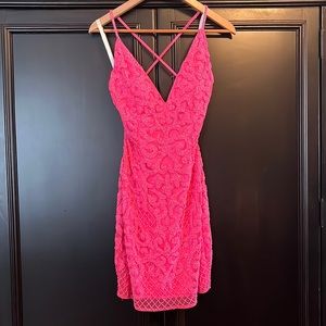 Primavera “Barbie Pink” Cocktail Length Prom Dress